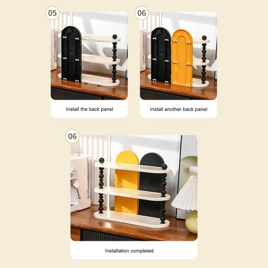 Desktop Storage Rack Three-Layer Organizer Stable Support Stylish Color Contrast Rack