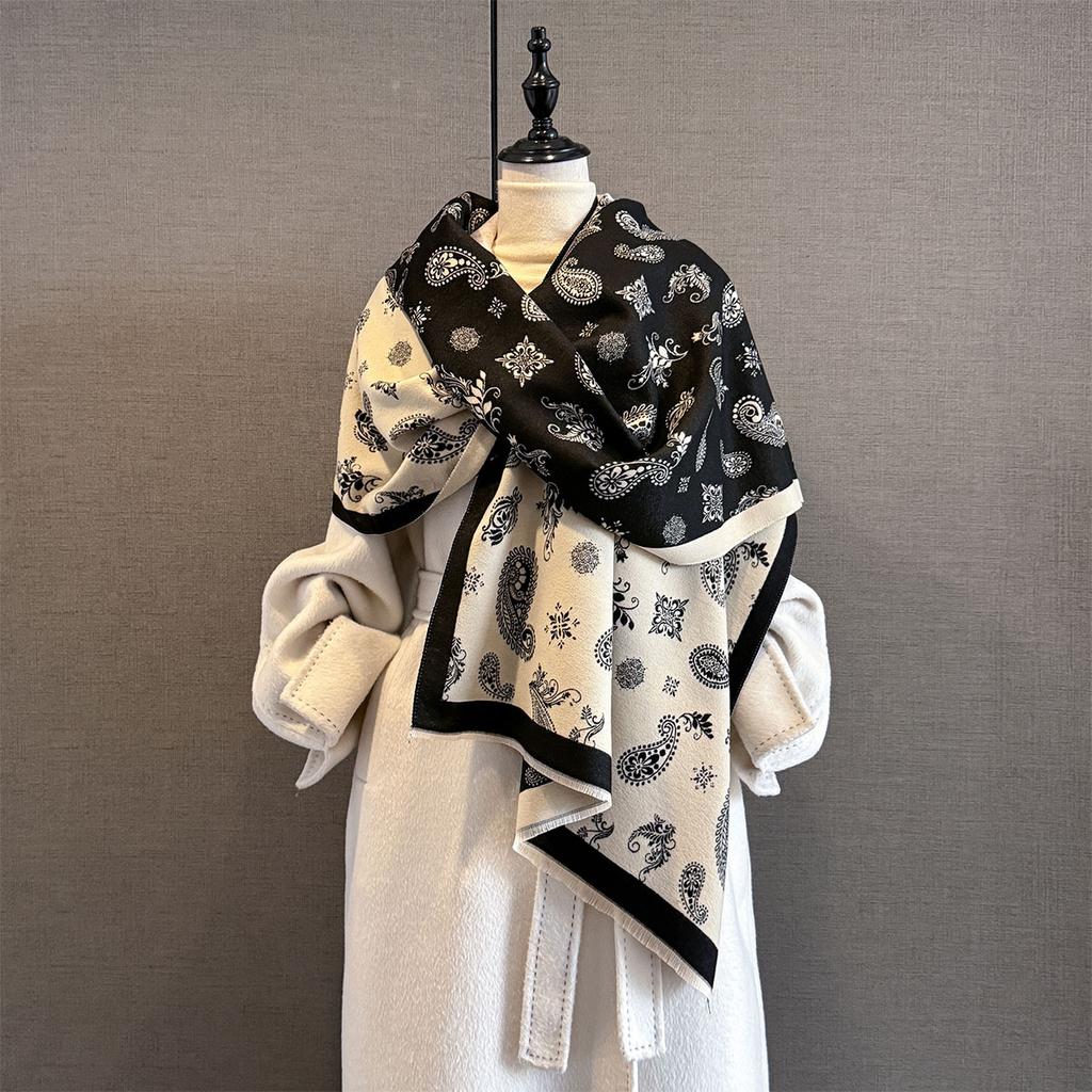 New Fashion Cashew Print Cashmere Scarf Women Luxury Autumn Winter Warm Two-Sided Jacquard Shawls Print Scarve Pashmina Bufanda