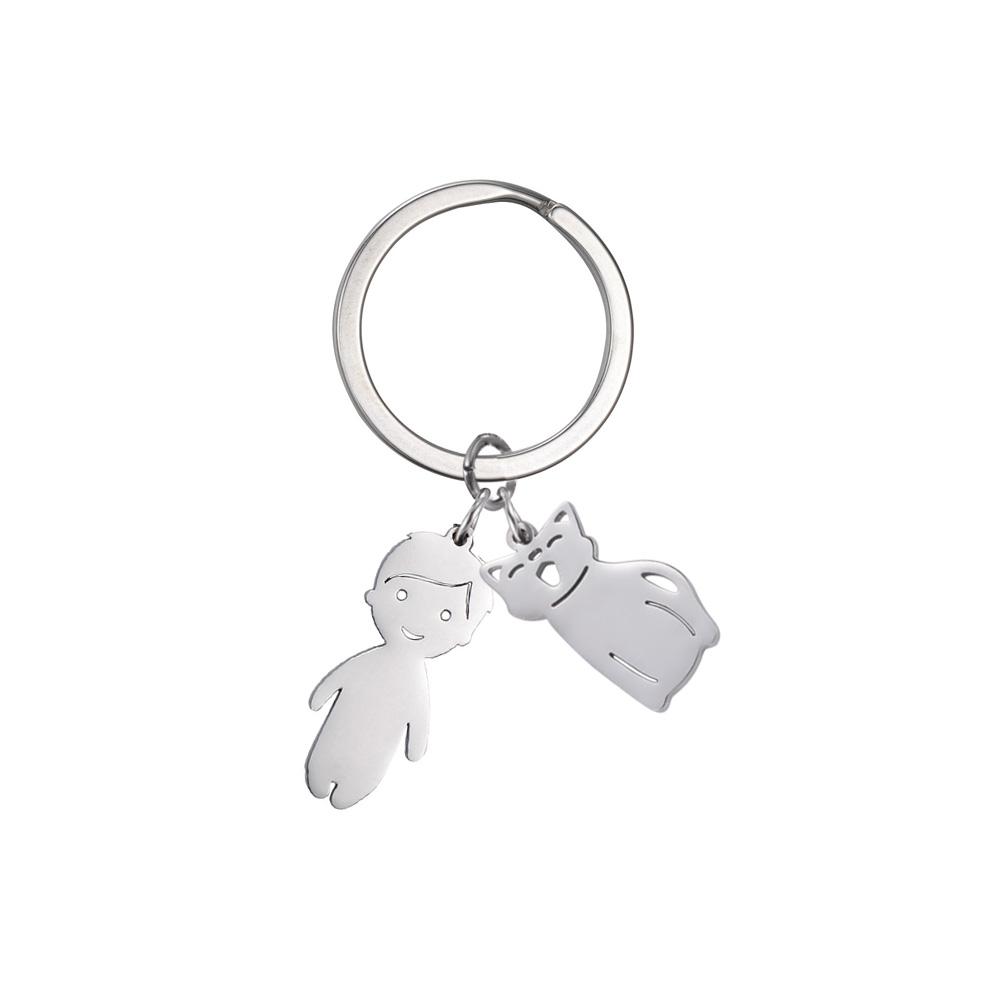 Personalized Keychain Custom Boy Girl Key Chain Family Mother Kid Child Gift For Woman Men Couple Stainless Steel Jewelry
