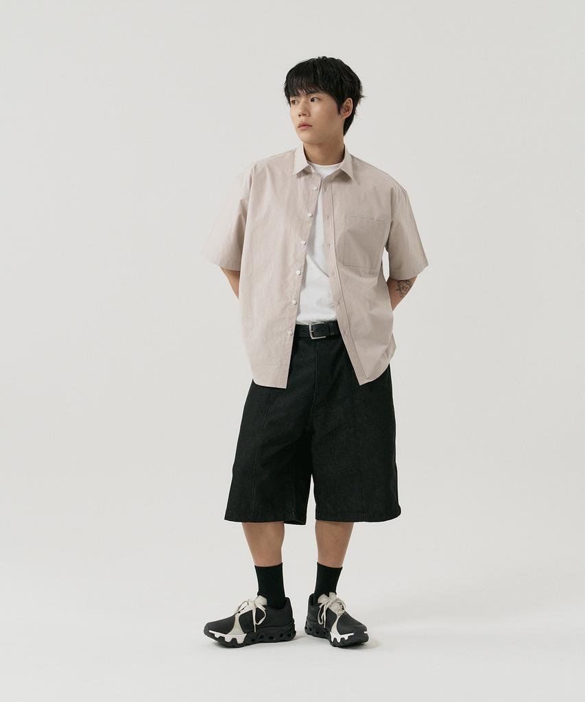 GNOK Cotton Oversized Short Sleeve Shirt [Beige]