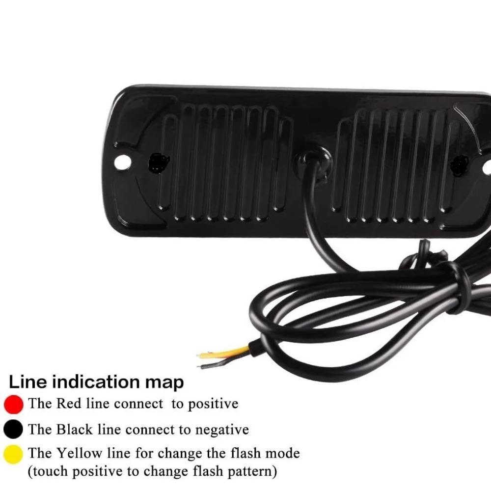 12 Led Strobe Side Warning Light Strobe Flashing Lightbar Car Truck Beacon Lamp Amber Yellow White Traffic Light 12V - 24V