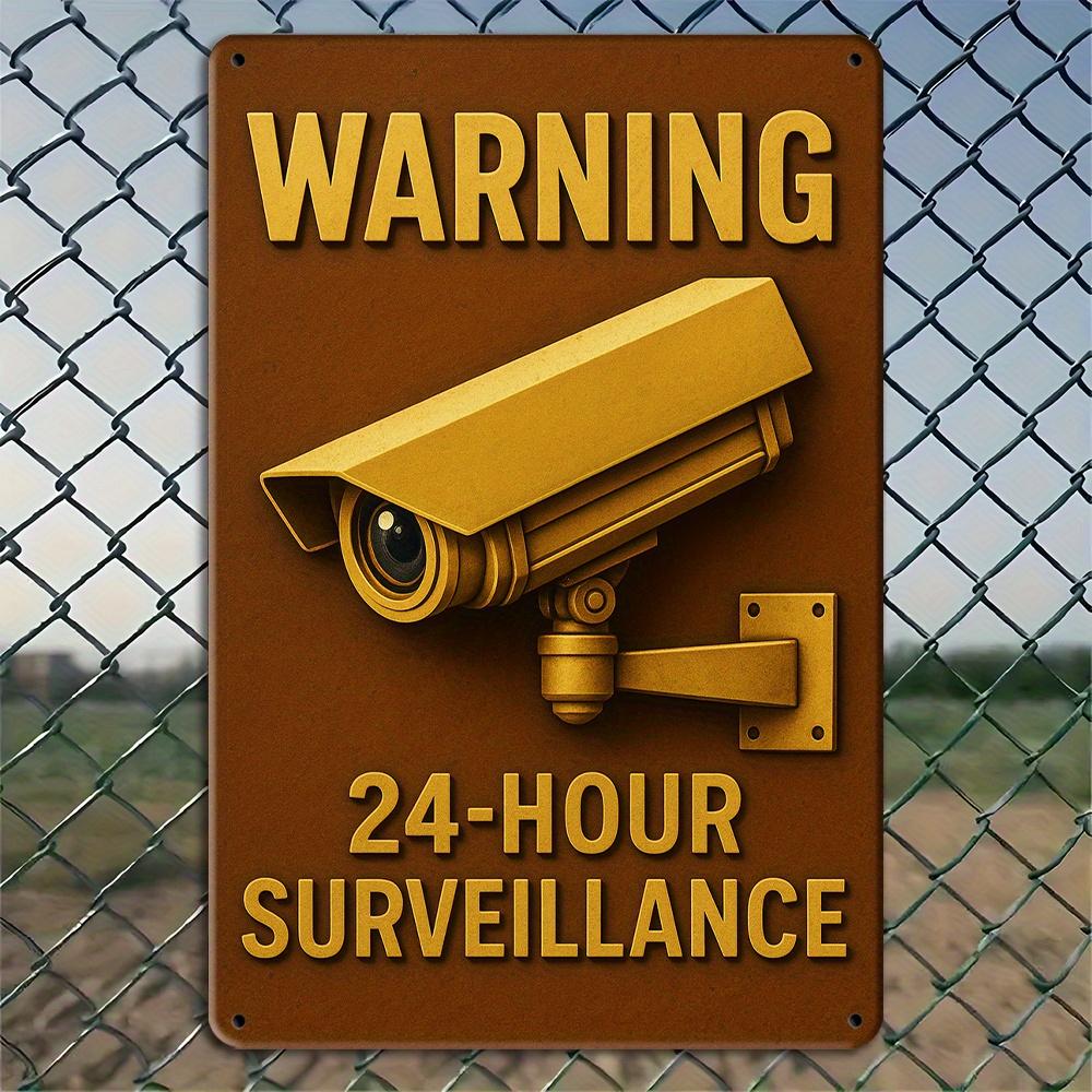 24-Hour Surveillance Sign - Vintage Iron Security Notice for Home & Business Decor