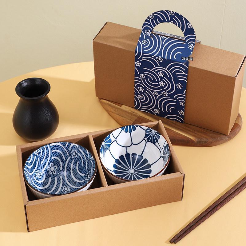 Chinese Style Ceramic Gift Bowl Set: Creative Tableware with Spoon and Plate - Great Luck and Fortune