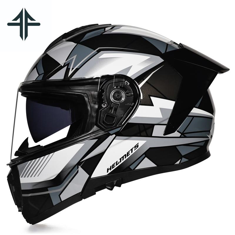 FF Modular Motorcycle Helmet Full Face Flip Up Robot Design Double Visor DOT Approved Motocross Racing Helmet for Men Women