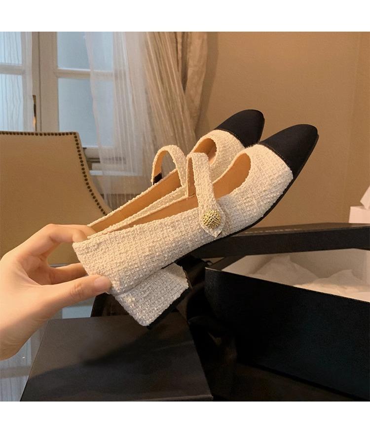 

Версия из овчины~ туфли Мэри Джейн на толстом каблуке в стиле маленького аромата из натуральной кожи, женские, французский ретро, сочетание цветов, слово с одинарными туфлями, высокие 40 бежевый