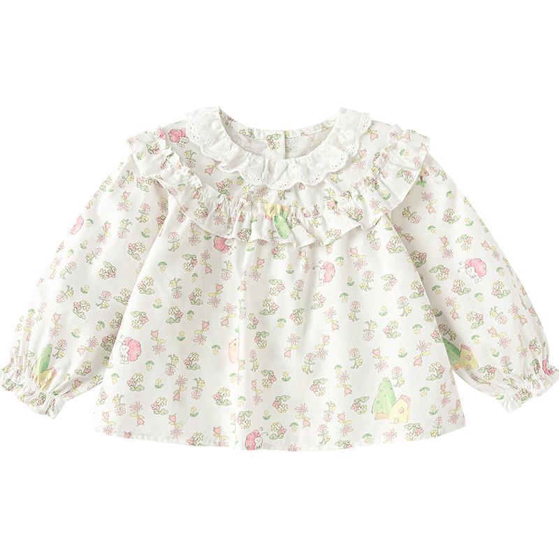 Balabala Girls Floral & Plaid Long Sleeve Shirt 90