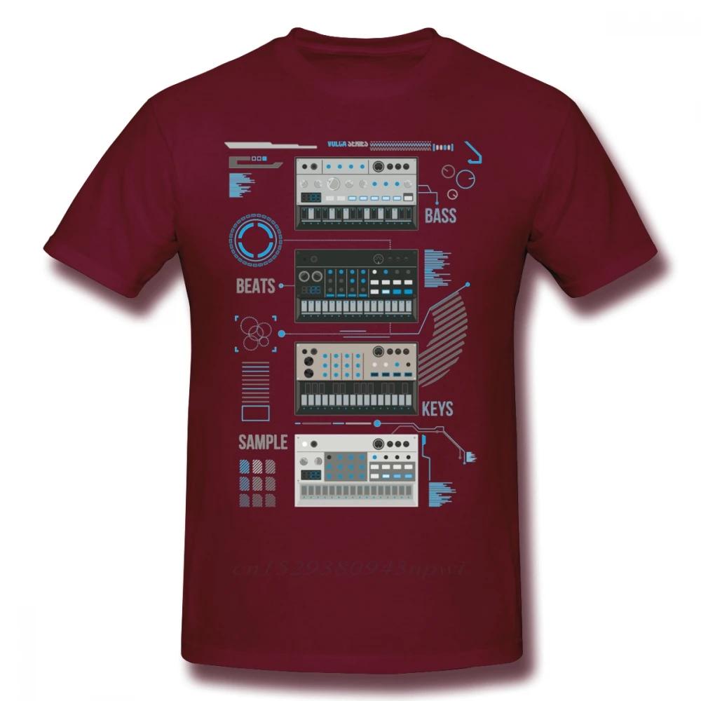 Для Мужчин Korg Volca Keys Серия Базовый Синий Музыкальная Футболка Качественная Печать Рок-н-Ролл Круглый Вырез Большой Размер Футболка S