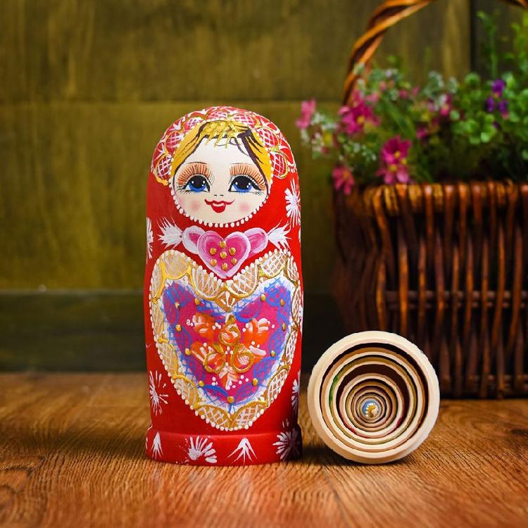 10pcs Handmade Matryoshka Stacking Nested Dolls Chinese Stye Kids’ Room Decor