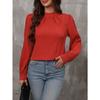 Women's Top Half Turtleneck Pleated Long Sleeve Slim Shirt