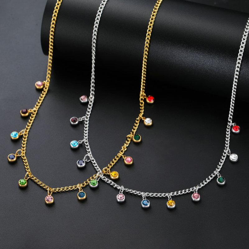 12 Stone Colorful Diamond Dopamine Clavicle Chain Niche Design Versatile Fashionable Colored Necklace For Women Gift