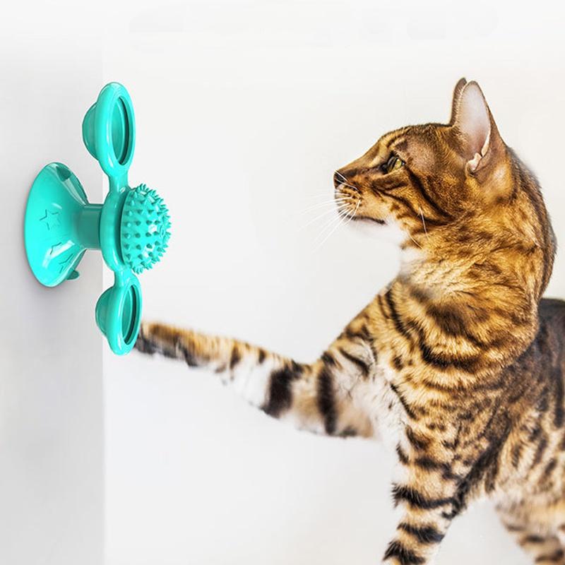 New Windmill Cat Toy Turntable Teasing Pet Toy Scratching Tickle Cats Hair Brush Funny Entertainment Toy for Cat