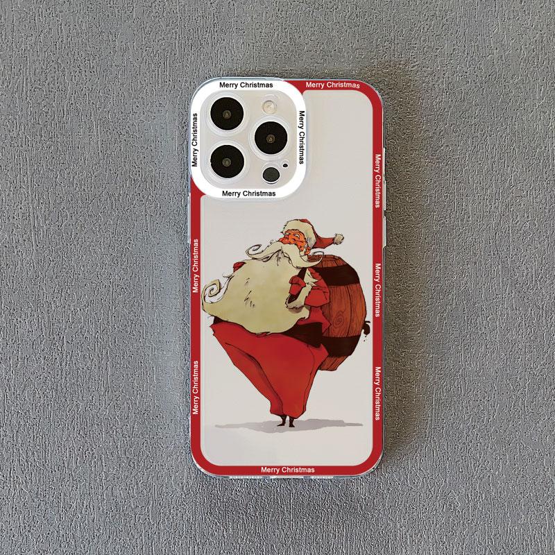 

Luxury Cartoon Christmas Clear Phone Cases for IPhone 14 15 Pro Max Plus 11 12 13 Pro Max X XR XS Simple Santa Transparent Case iphone 7 8 SE2