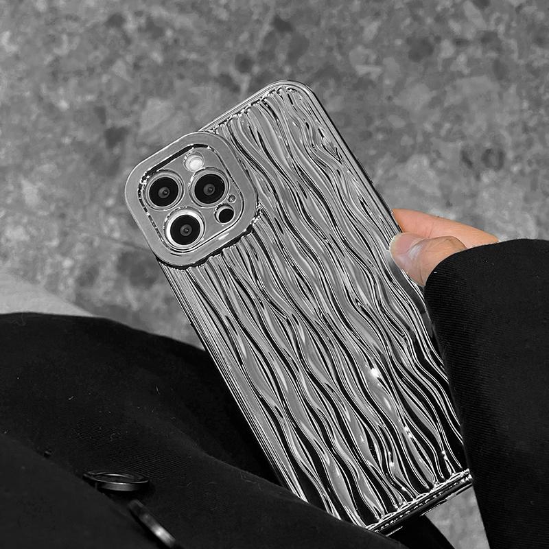 Stříbrný papírový obal na telefon Tin Paper pro iphone 17 16 15 14 13 11 12 Pro Max X XS Max XR Vlnky Vodotěsný Měkký kryt
