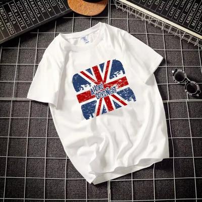 Summer Fashion Heavyweight Retro Men's English Letters 100% Cotton Printed Round Neck High-quality Casual Fitness Street T-shirt