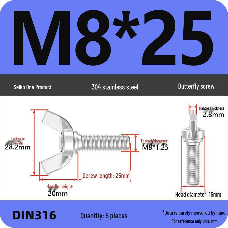 304 Stainless Steel Hand-Tightening Butterfly Weld Screws - Ram Horn M4 M5 M6 M8