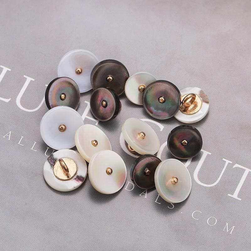 10pcs Black Shell Natural Shell Button Mother of Pearl Round Metal Shank Buttons for DIY Shirt Clothes Coat Sewing Accessories