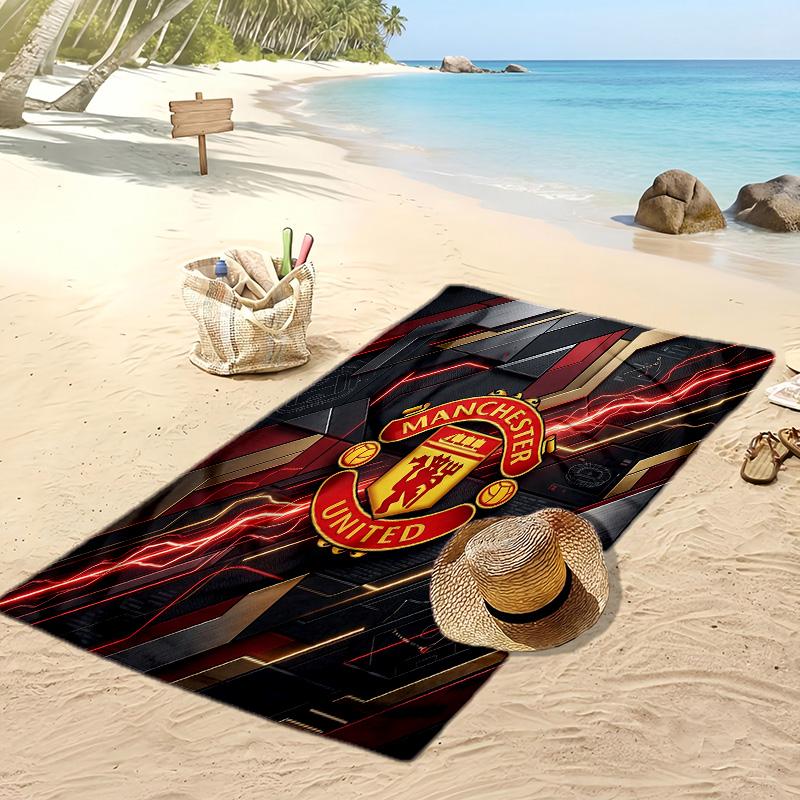 Manchester United Bedrucktes Strandtuch Schnelltrocknend Weiches Handtuch Tragbare Große Rechteckige Stranddecke für Reisen Schwimmbad