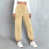 Women's Fashionable Relaxed-Fit Trousers Sporty Fleece-Lined Solid-Colour Cuffed Trousers