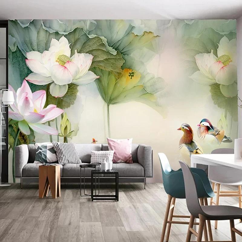 3d Stereo Lotus Pond Wallpaper Living Room Tv Sofa Study Background Wall Mural Home Decor