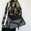 Japanese Vintage Casual Crossbody Bag For Women Spacious Checkerboard Design