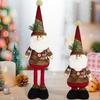 Christmas Plush Toy with Retractable Legs Handmade Reindeer Snowman Santa Claus Plush Doll Xmas Holiday Party Decoration Ornament