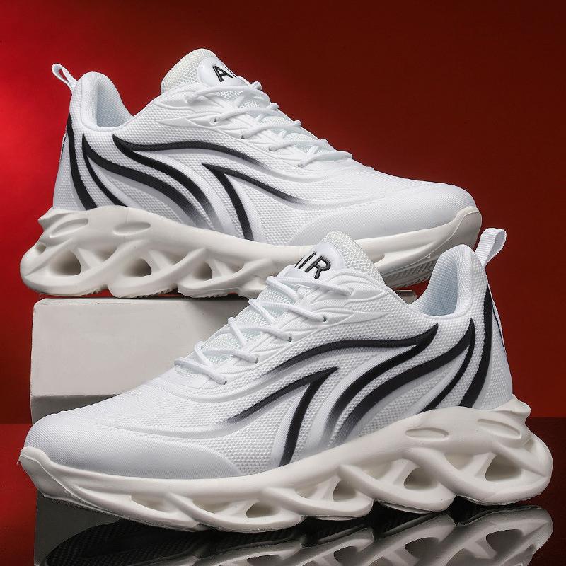 Fashion Men's Flame Printed Sneakers Flying Weave Sports Shoes Mesh Breathable Comfortable Running Shoes Outdoor Men Athletic Shoes