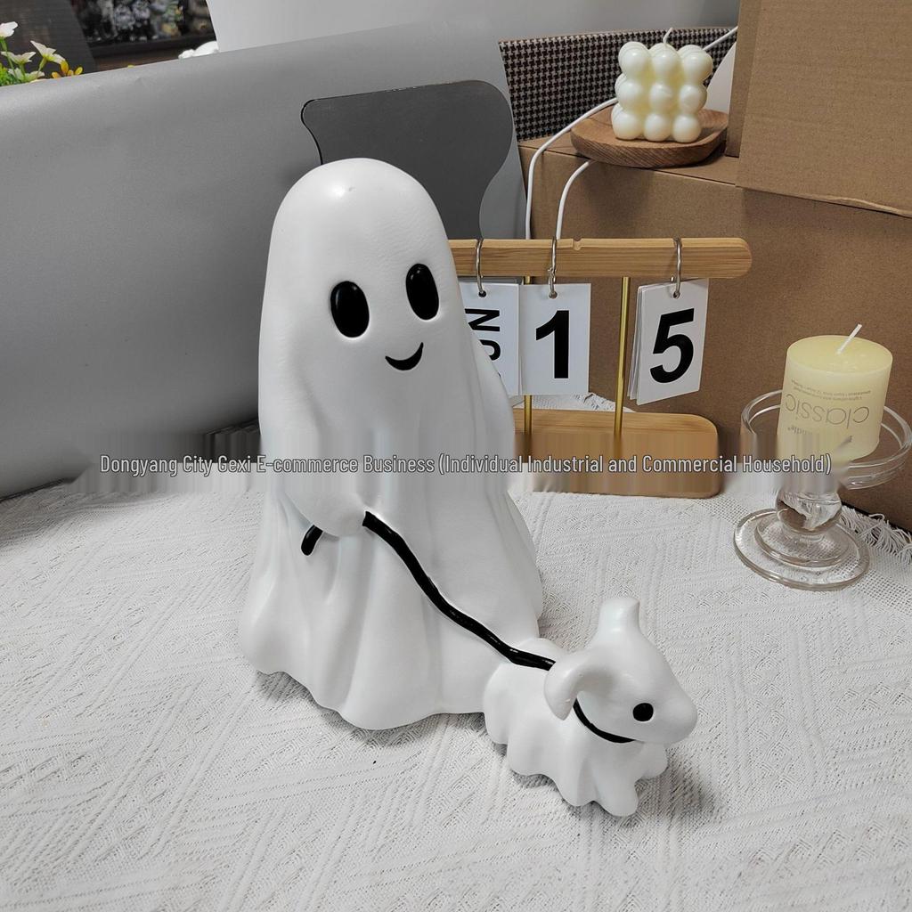 Chien fantôme d'Halloween promenant Décoration de jardin Art d'horreur