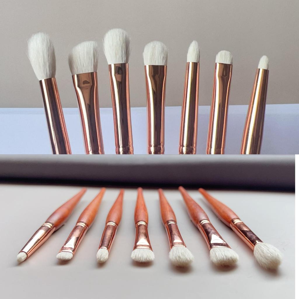 Handmade Sandalwood Eyeshadow Brush Set - Fine Pointed Wool for Blending, Laydown, Eye Corner, and Highlight.