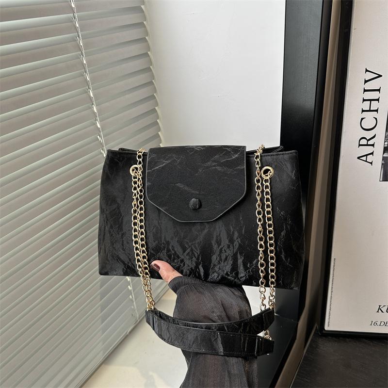 Summer Beautiful Solid Color Large Capacity Daily Practical Tote Bag Chain Single Shoulder Underarm Messenger Bag Casual Bag