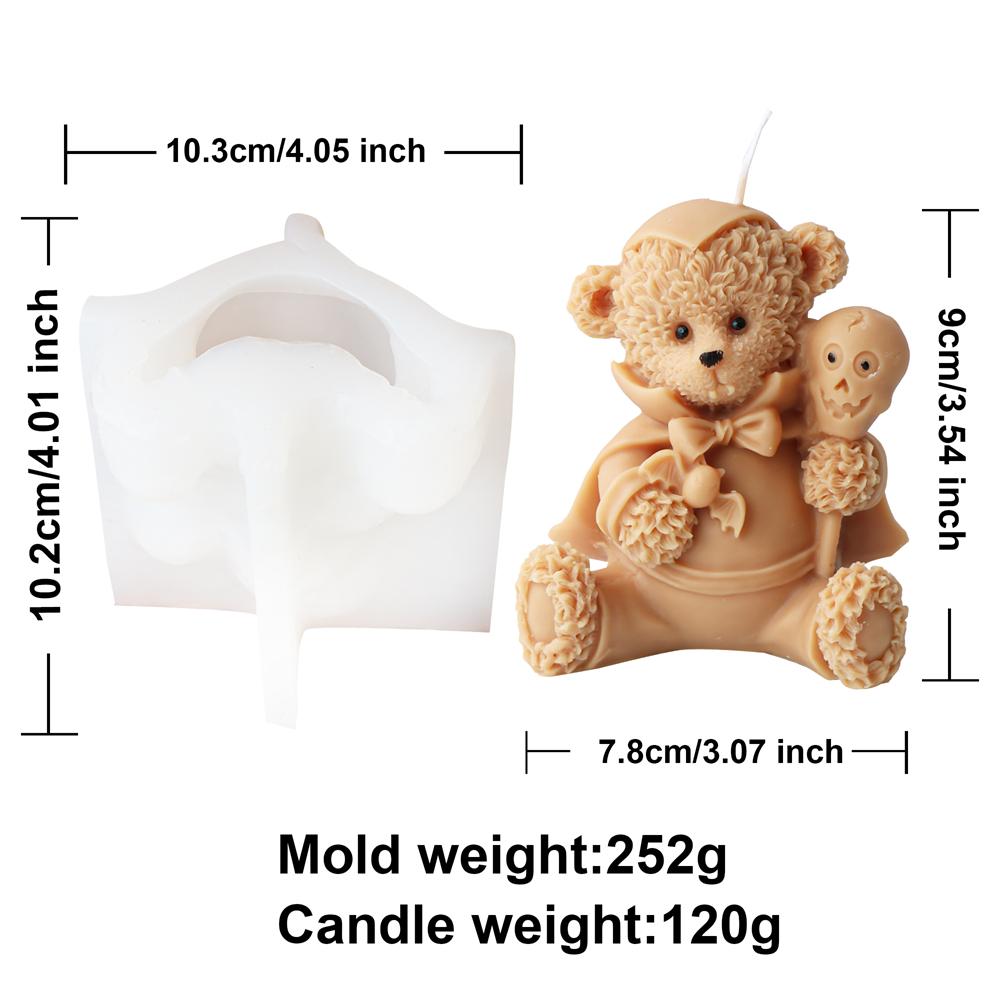 Stampo per candela profumata a forma di orso carino 3D Stampo per sapone in resina a forma di orso per candele Decorazione per la casa Stampo in silicone per candela a forma di orsetto in resina