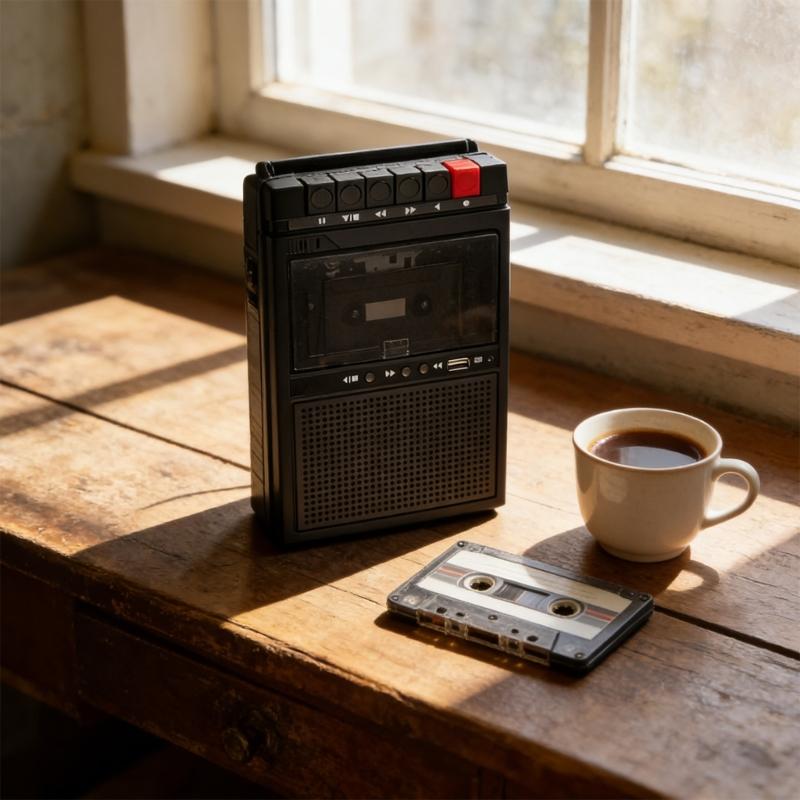 Portable Cassette Recorder Nostalgic Retro Portable Tape Player with USB Port for Sound Playback Outdoor Recording