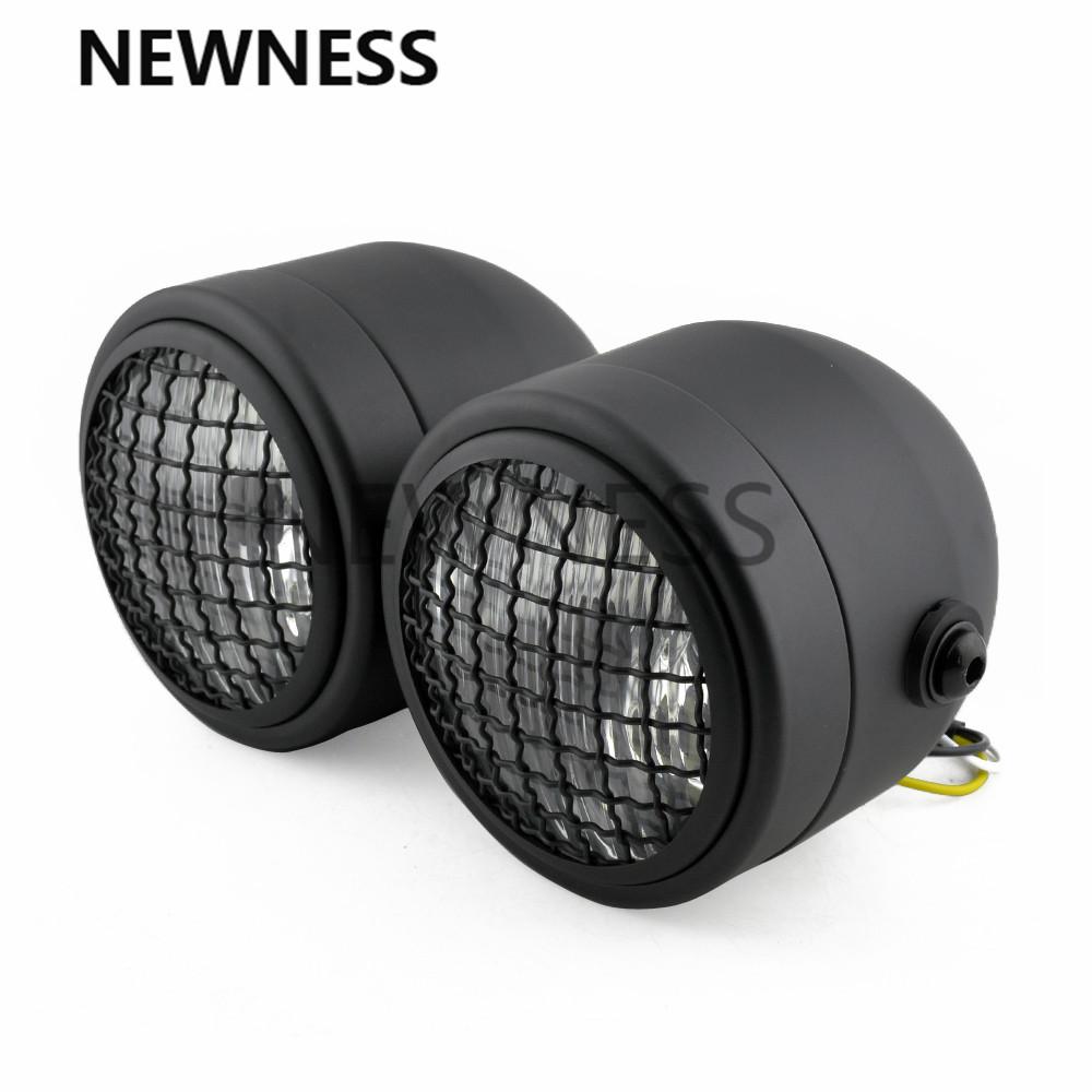 

Универсальная передняя двойная круглая фара для мотоцикла, фара H4, монтажный кронштейн, кафе-гонщик, старая школа, уличный велосипед, грязь