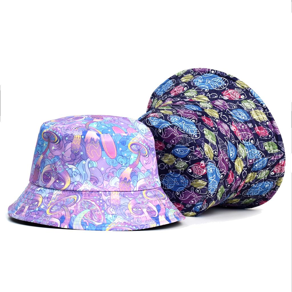 Panama Bucket Hats Animal Letter Print Fisherman Hat Summer Sun Hats For Women Men Reversible Fishing Cap