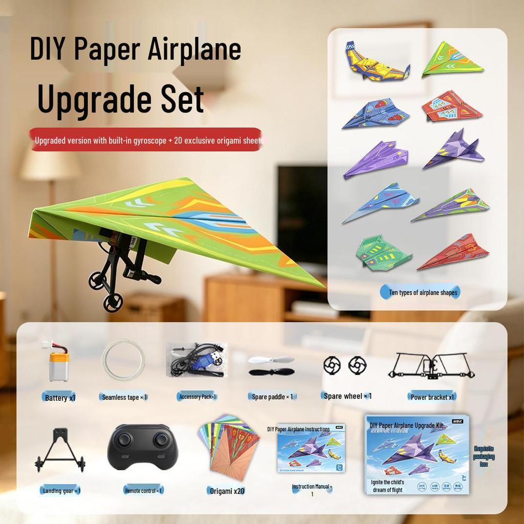 Remote Control Paper Airplane - DIY Electric RC Model for Students, Outdoor Shockproof Science Kit, Durable Handmade Origami.