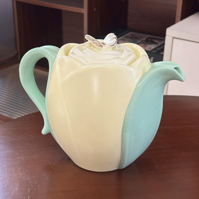 Wind High Value Ceramic Tulip Flower Pot Afternoon Tea Tea Set Cup Saucer Set Internet Celebrity Water Set