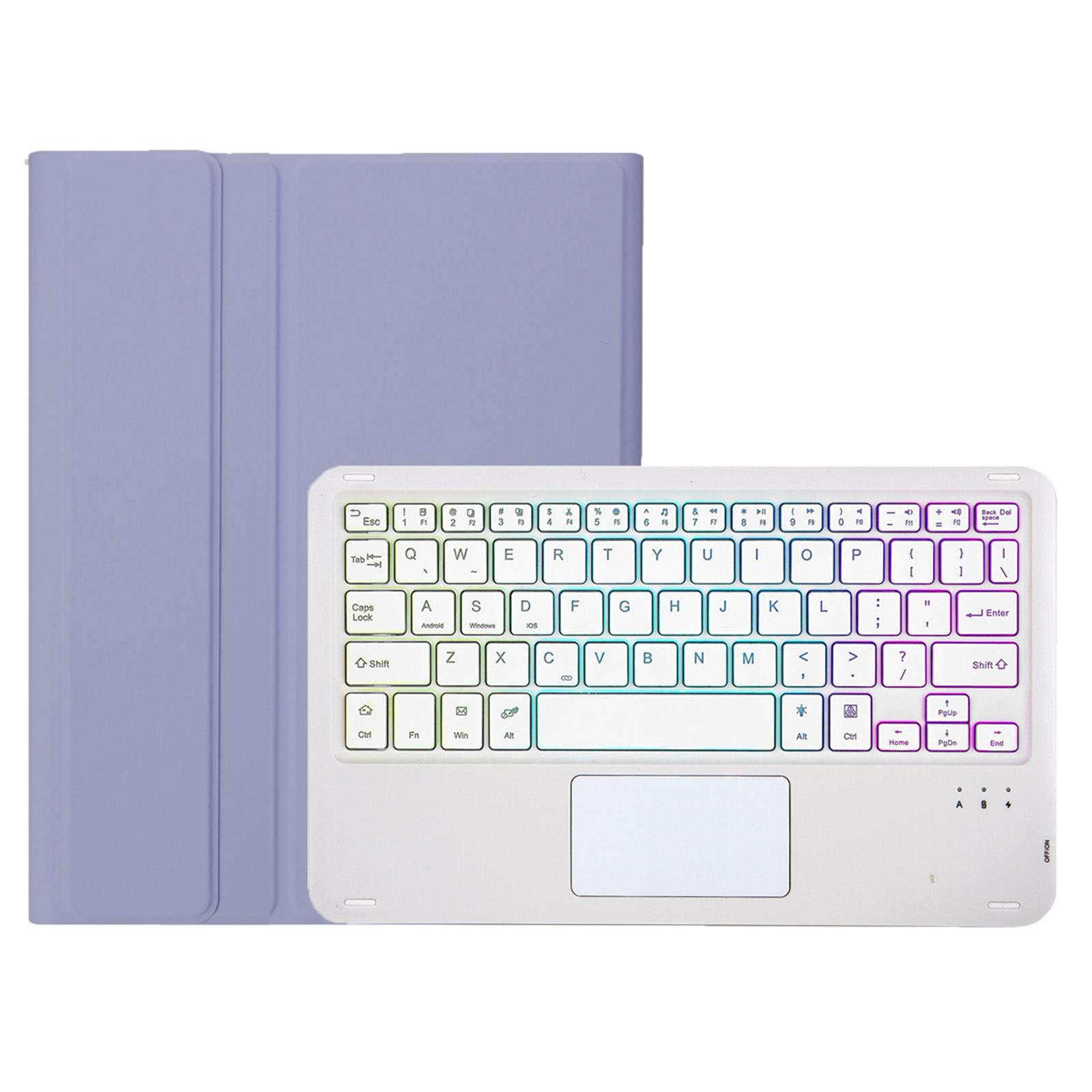 

AM25-AS For Lenovo Xiaoxin Pad 11 2024 Leather Tablet Cover with Backlit Bluetooth-compatible Keyboard Purple