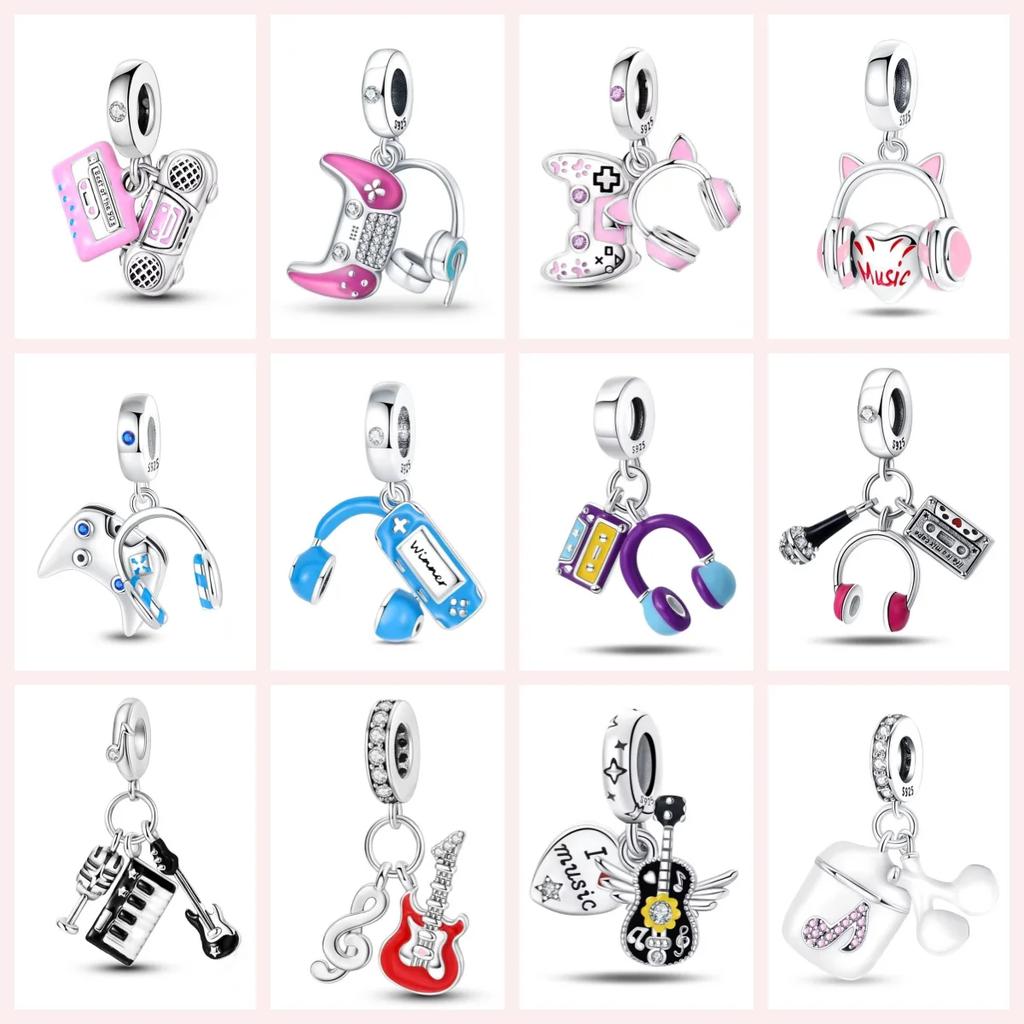 Music Lovers Earphone Tapeguitar Sax Musical Charms Beads Fit Copper Bracelets Diy Jewelry Women Party Gift