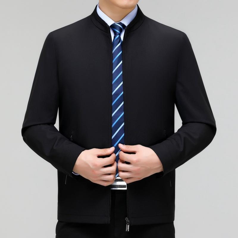 

Весенне-осенняя мужская куртка с воротником-стойкой, повседневная, для среднего возраста, простая деловая куртка, новая мужская тонкая куртка из шелка Mulberry 195