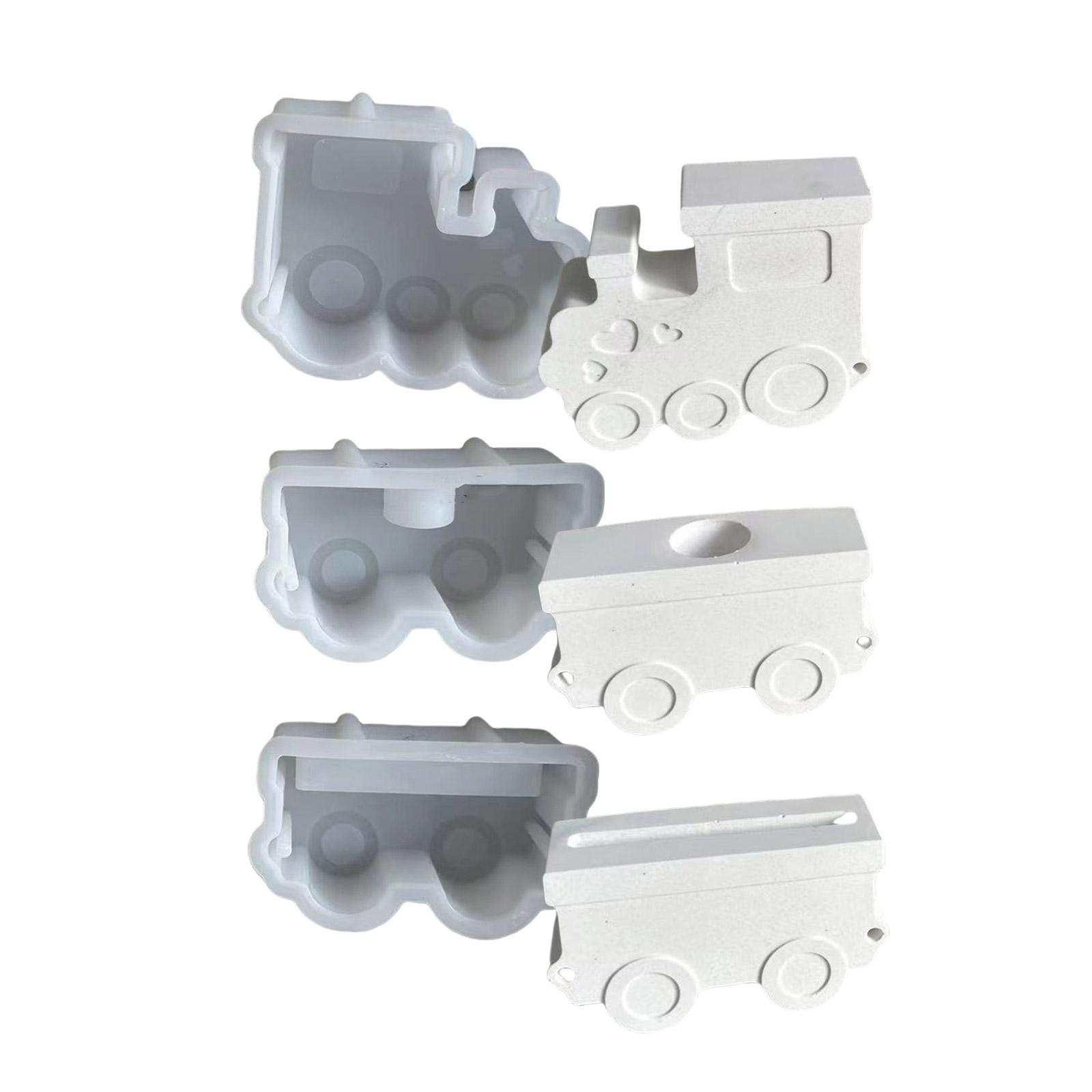 3Pcs Train Resin Silicone Molds for Epoxy Resin Tealight Stand Candlestick Candle Holder Silicone Candle Stand Molds 1