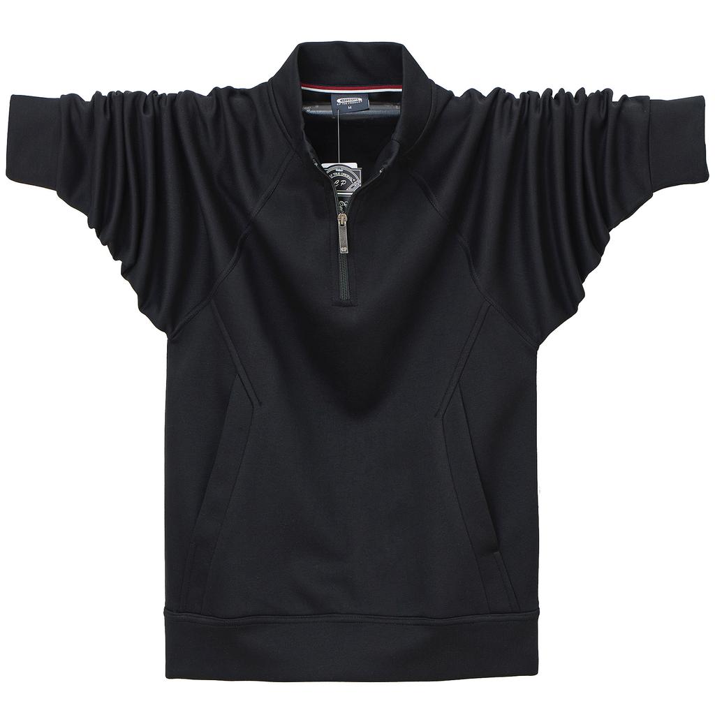 Pulover pentru bărbați, cu fermoar, lejer, cu gât fals, cămașă polo ocazională cu mânecă lungă, cu buzunar, cu o formă lejeră, pentru antrenament, pulovere zilnice pentru bărbați