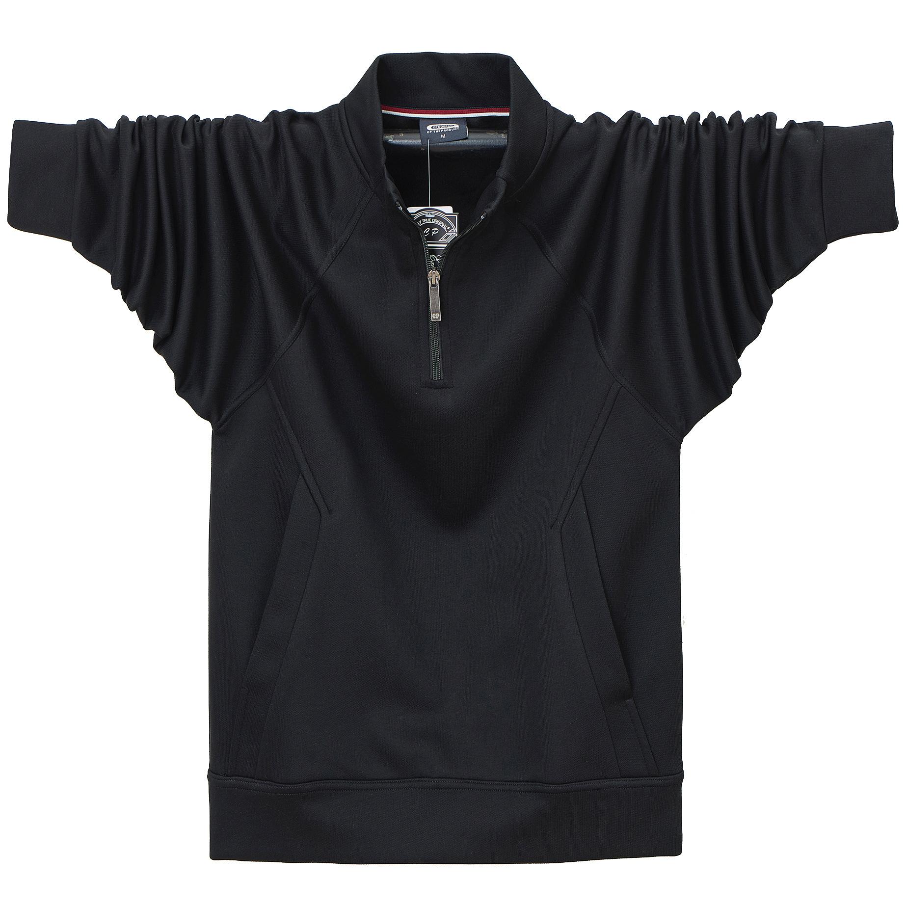 

Корейская версия новой мужской теплой повседневной спортивной футболки с длинным рукавом на молнии, свободного кроя, с лацканами, легкой, мягкой, не мнущейся, дышащей, с карманами, из хлопка L чёрный