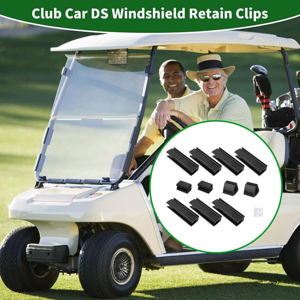Golf Cart Windshield Retaining Clips Kit for Club Car DS/Yamaha, 7+2+2 Windshield Mounting Sash Short Clips Universal Fit 1"x1" Struts Rail for Club
