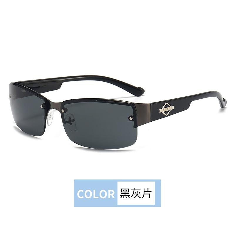 Simple Box Sunglasses Tide Driver Simple Gradual Change Sunglasses Half Frame Men'S Driving Sunglasses