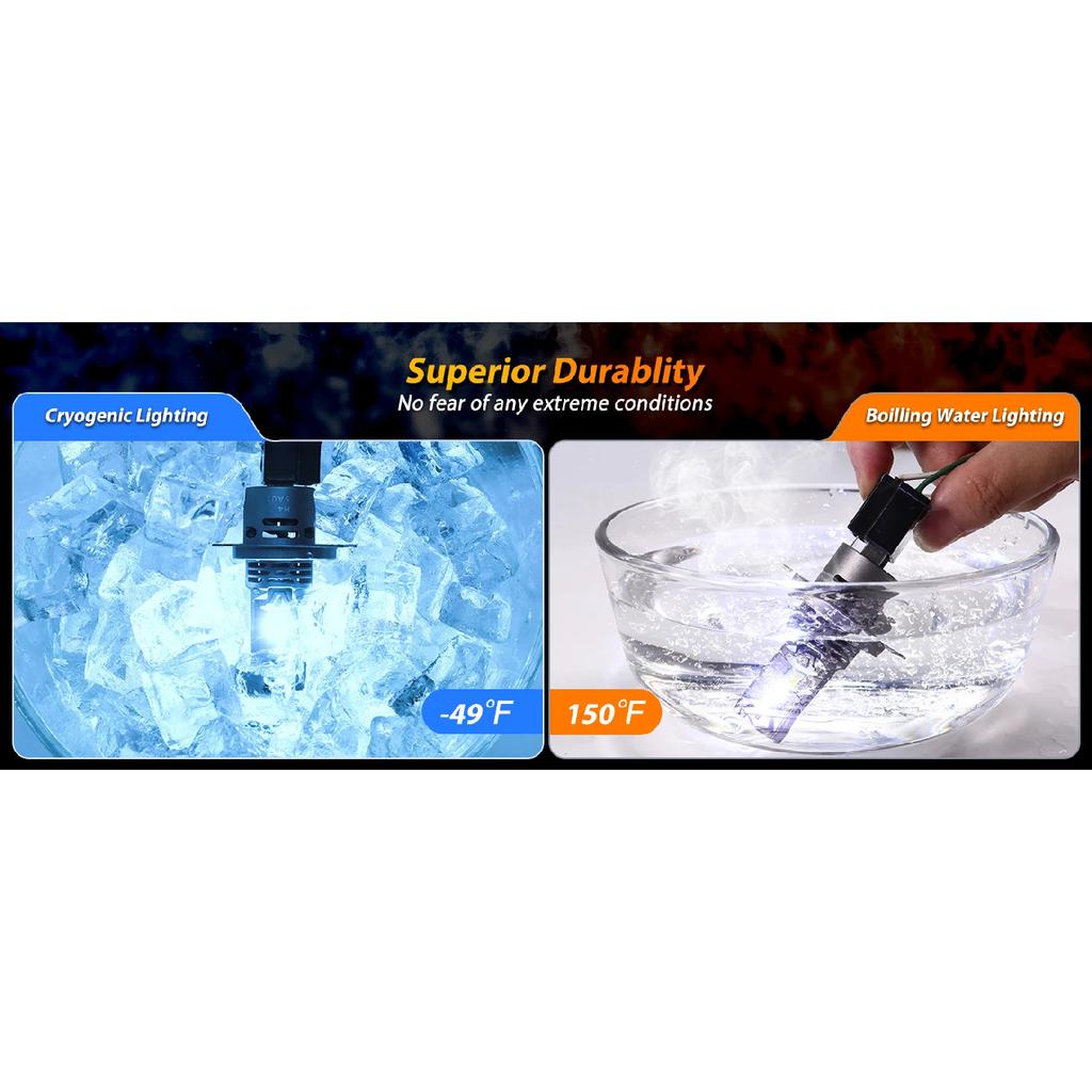 2PCS H4 LED Light Bulbs,9003 Headlight High/Low Beam Driving,Fog & Spot Lights with 50000 RPM Turbo Fan,6500K IP68 Waterproof