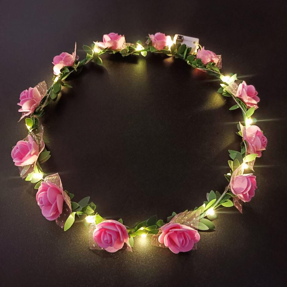 Wedding Party Crown Glowing Flower Headband LED Light Wreath Garland Decoration Women Girl Birthday Favor Luminous Hairband
