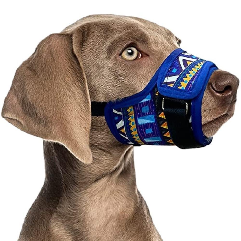 

Намордник для маленьких и больших собак, регулируемый, сетчатый, дышащий, против лая, намордники для рта питомцев для собак, нейлоновые ремни, аксессуары для собак L синий