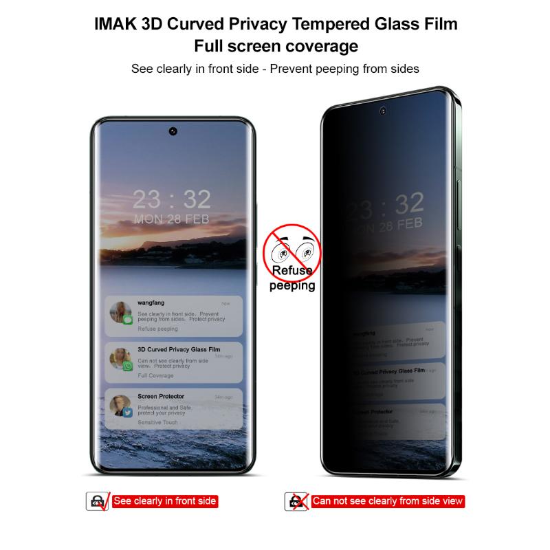 For Xiaomi MI 14 Ultra Glass IMAK 3D Curved Privacy Tempered Glass Full Screen Coverage Film