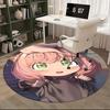 1pc Anime Design Round Carpet Cute Cat Girl with Pink Hair and Green Eyes, Office Chair Mat, Home Decor, Living Room, Bedroom, Non Slip Rug, Gift