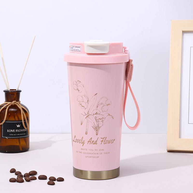 Lily of the Valley Stainless Steel Insulated Coffee Cup - Luxury Double-Walled Design