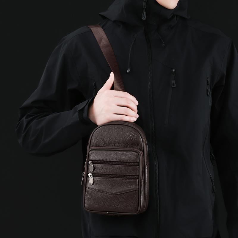 PU Chest Bag Multifunctional Men's Mobile Phone Shoulder Bag Outdoor Crossbody Bag